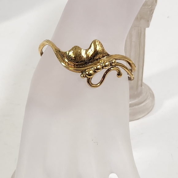 Artisian made brass cuff bracelet ornate abstract butterfly - Picture 2 of 8